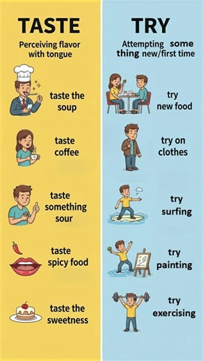 TASTE vs TRY | Confusing Verb Pairs (Part 10) #englishlanguage #vocabulary