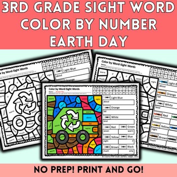 Earth Day Spring Color By Sight Word Number Code Coloring Sheets 3rd Grade 4th