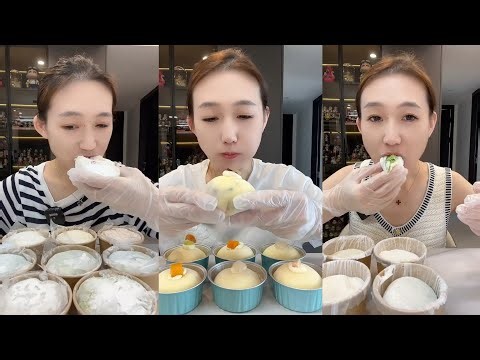 Eating Soft Mochi Cakes 🤍 | Creamy Mochi Dessert ASMR MUKBANG (No Talking)