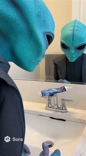 Alien Discovers Human Toothpaste Logic 🪥👽 #alienhumor #spacecomedy #funnyalien #cosmicthoughts