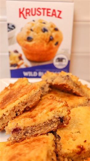 Alden Boudy | Took the @krusteaz Wild Blueberry Muffin Mix and turned it into the softest blueberry ooey gooey bars. Warm, buttery, and baked with real... | Instagram