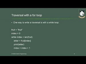 python Unit II Traversal with a for loop
