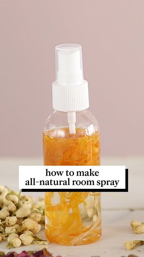 Give your linens, bedroom, and the air in your home a refreshing spritz sans harsh chemicals. All you need to make this all-natural room spray is unscented witch hazel, dried flowers, distilled water, and your favorite essential oils. Get started: https://bit.ly/3sTYU01 | Martha Stewart