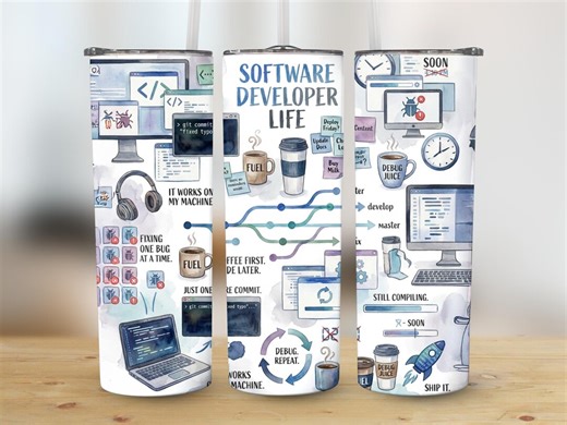 Software Developer Life Digital Tumbler Wrap, Funny Programmer Gift, Coding Life, High Resolution, Straight Tapered Design, 300 DPI - Etsy
