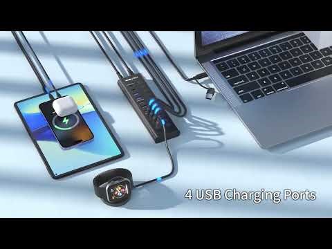 Compact Yet Powerful: 11 Port USB Hub with 48W Charging & Fast Data
