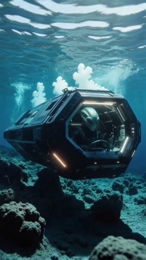 alien driving the ship under the sea