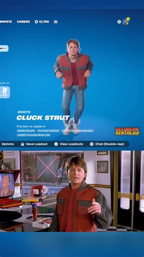 Delorean Rental on Instagram: "The Fortnite Marty McFly Cluck Strut 😂🐓 #fortnite #martymcfly #backtothefuture"