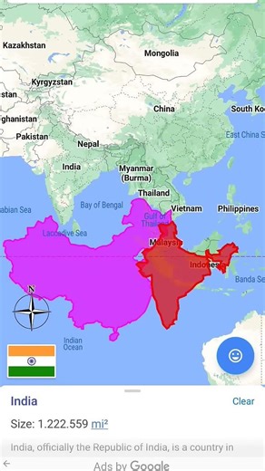 China vs India size comparison 🇮🇳🇨🇳 #geopolitics #map