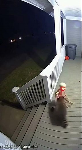 Raccoon Gets Scared by Moving Skeleton… Then DESTROYS It! 😂💀💥