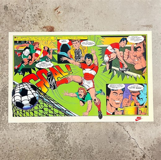 Vintage Nike Poster 1982 GOAL! Soccer Comic Illustration by WM Stout 22.5" X 36" - Etsy