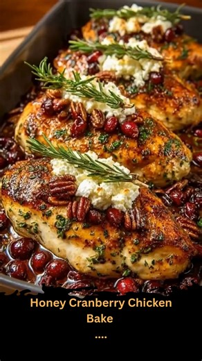 Amber Recipes on Instagram: "Honey Cranberry Chicken Bake Juicy baked chicken breasts glazed in a sweet-savory honey cranberry sauce, finished with toasted pecans, creamy ricotta, and fresh rosemary. This elegant yet easy dish is perfect for Christmas dinner, holiday gatherings, or a cozy winter meal. 😍 Full recipe is on my page right under my profile picture ⬆️"