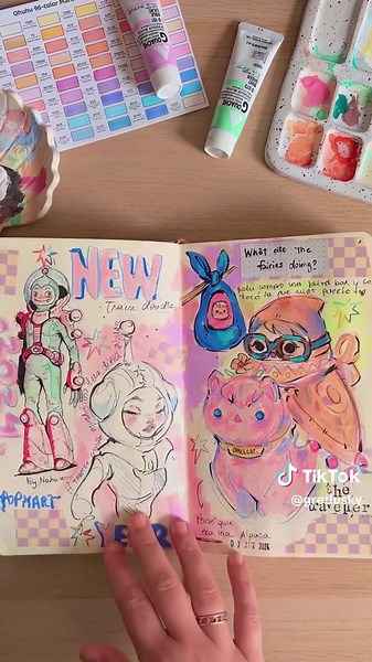 Sketchbook tour 💖🫶🌸 #traditionalart #mixedmedia #drawing #sketchbookart #sketchbooktour #art #fyp