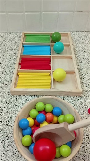 Color Sorting Wooden Balls, ASMR | Matching Colors with Marbles #satisfying #shorts