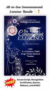 Blue & Silver Graduation/Commencement Exercises Programme and invitation plus FREE script, certificafes, and ribbons! | The Teacher-Mama Way