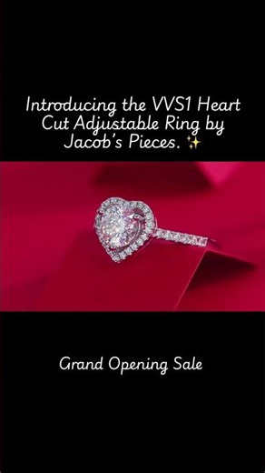 1 Carat VVS Heart Cut Moissanite Ring | Adjustable Luxury Jewelry 💍