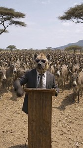 Hyena and Donkey in Ethiopia: funny hyena and donkey interaction