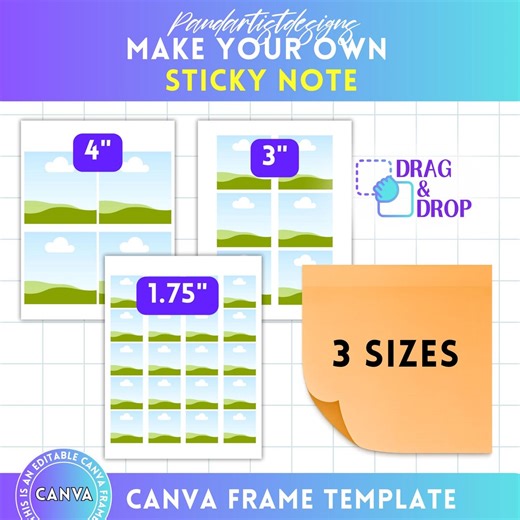 Sticky Note Editable Template, Custom Sticky Notes Bundle, Sticker for Planner, Sticky Note Blank, Note Page, DIY Printable Canva Frame - Etsy