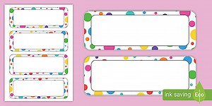 Multicoloured Polka Dot Editable Drawer, Peg, Name Labels