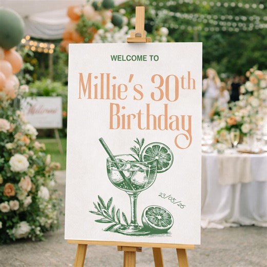 Editable 30th Birthday Welcome Sign Template, Cocktail Party Birthday Sign, Printable Birthday Party Welcome Poster, Canva Editable Sign - Etsy Canada