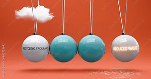 Recycling Programs leads to reduced waste. Cause and effect relation between recycling programs and reduced waste.