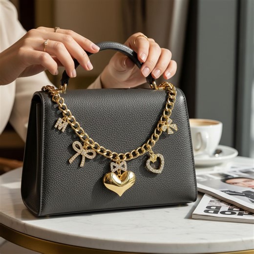 Beaded Bag Charm Bracelet Luxury Purse Accessory With Crystal Charms, Elegant Handbag Jewelry Personalized Gift for Her Gold Charm Bracelet - Etsy