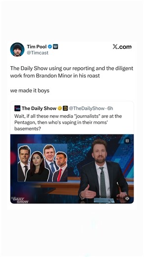Tim Pool on Instagram: "The Daily Show Using Our Reporting and the Diligent Work From Brandon Minor in His Roast"