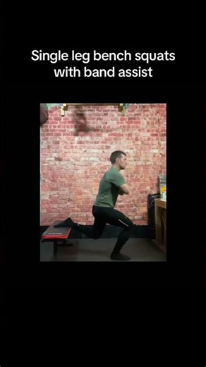 SL bench squats, a step up from the lunge, excellent for quadricep strengthening and balance.