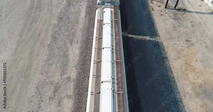 straight down view of a train on the tracks