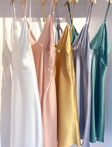 Satin Slip Dress in Gold, Gray, Mint Green, Teal, Pink: Adjustable Strap Cami Nightgown - Etsy