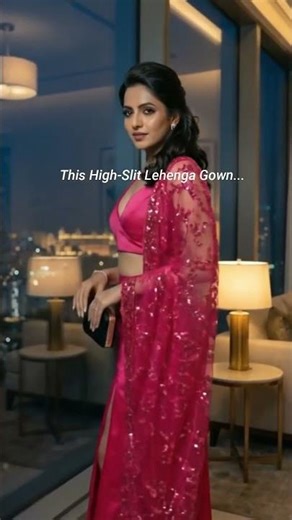 Hot pink lehenga choli with high slit ✨ #lehenga #bridalwear