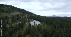 4k Drone Big White Barn in the Woods 2/3