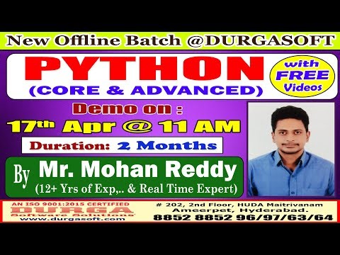 PYTHON (CORE & ADVANCED) Offline Training @ DURGASOFT