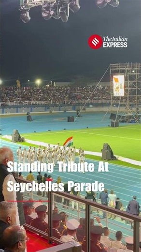 PM Modi Stands To Honour Marching Indian Armed Forces In Seychelles