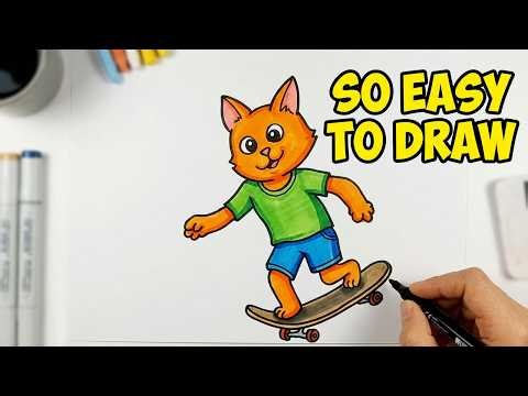 Draw a Cat Skateboarding Like a Pro | Step-by-Step Tutorial