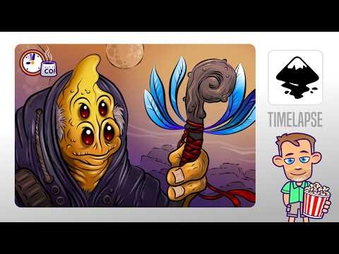 Inkscape Timelapse - Manually Tracing with the Pencil Tool - 'Alien Monk'
