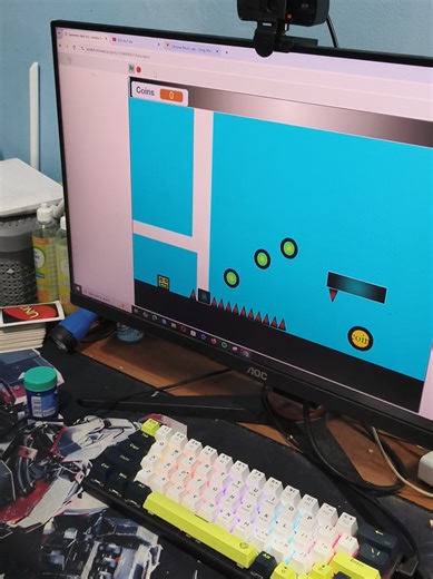 *pertama kali bikin geometri dash *first time making geometry dash #game #geometrydashchallenge #coding #scratch #gamedevelopment