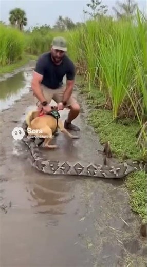 Must See dog attacked by python