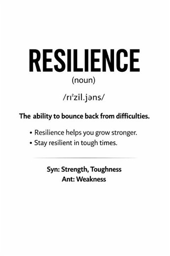 Learn English Fast:Word of the Day “Resilience” with Meaning Examples & Synonyms #shorts #vocabulary