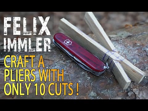 Amazing Pliers made with only 10 cuts from one piece of wood - Swiss Army Knife Bushcraft Project