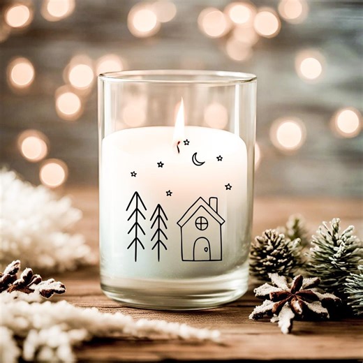 Winter Sticker "christmas Trees, House, Stars" / Winter Decoration / Window Picture / Decoration / Christmas / DIY Decoration for Lantern, Vase, Window - Etsy UK