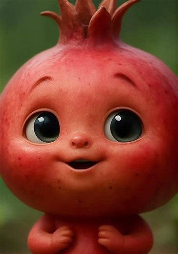 Cute Pomegranate Says “Yum Yum” — Eat Healthy, Be Happy!