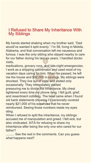 I Refused to Share My Inheritance With My Siblings (REEL Image Only) | Am I The Problem