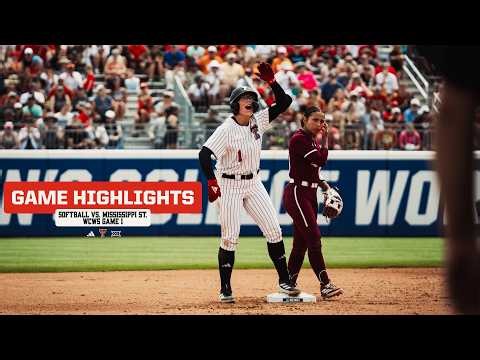 Texas Tech Softball vs. Mississippi State: WCWS Game 1 Highlights | May 28, 2026