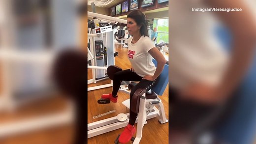 Teresa Giudice shows off her impressive strength during a workout in the gym