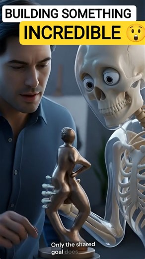 Skeleton & Human Teamwork 🤝 Building Something Incredible | 3D Cinematic Story #shorts