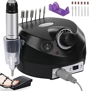 Electric Nail Drill Machine 30000RPM Nail Efile Professional Nail File Kit for Acrylic, Gel Nails, Manicure Pedicure Polishing with 6 Drill Bits and Sanding Bands