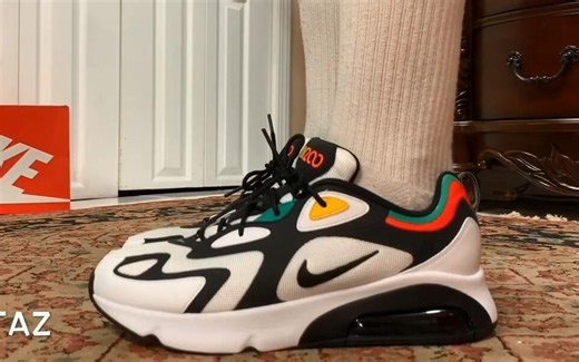 Nike Air Max 200 White Black On Foot气垫减震网面透气跑步鞋上脚实拍
