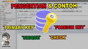 Pengertian dan Contoh CONSTRAINT PRIMARY KEY, FOREIGN KEY, UNIQUE & CHECK | Database & SQL Tutorial #PrimaryKey #ForeignKey #Unique #Check #Constraint Situs Web : https://www.priacoding.com/ | Pria Coding | Facebook