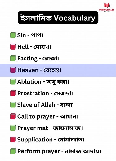 ইসলামিক Vocabulary 📕 #improveenglishskills #improveenglishskills121 #spokenenglish #ielts #ieltsspeaking #learnontiktok #learnwithtiktok #fyp #fypシ #educate #education #viralvideo #learnenglish #learnenglishdaily #learnenglishonline