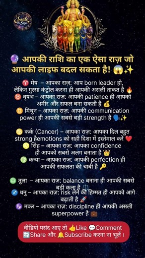 😱 Your Zodiac Has a Hidden Secret! 🔮✨|Hindi Astrology 🌟|Viral Shorts 🚀|Inside The Sign🌠